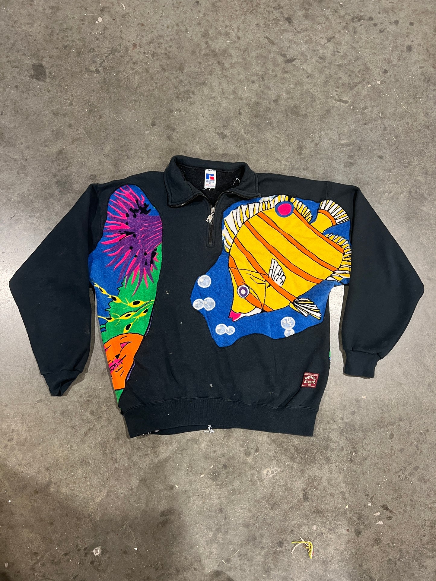 (L/S) Black Aquarium Dive See-Through Quarterzip (XL)