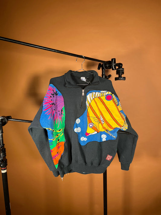 (L/S) Black Aquarium Dive See-Through Quarterzip (XL)