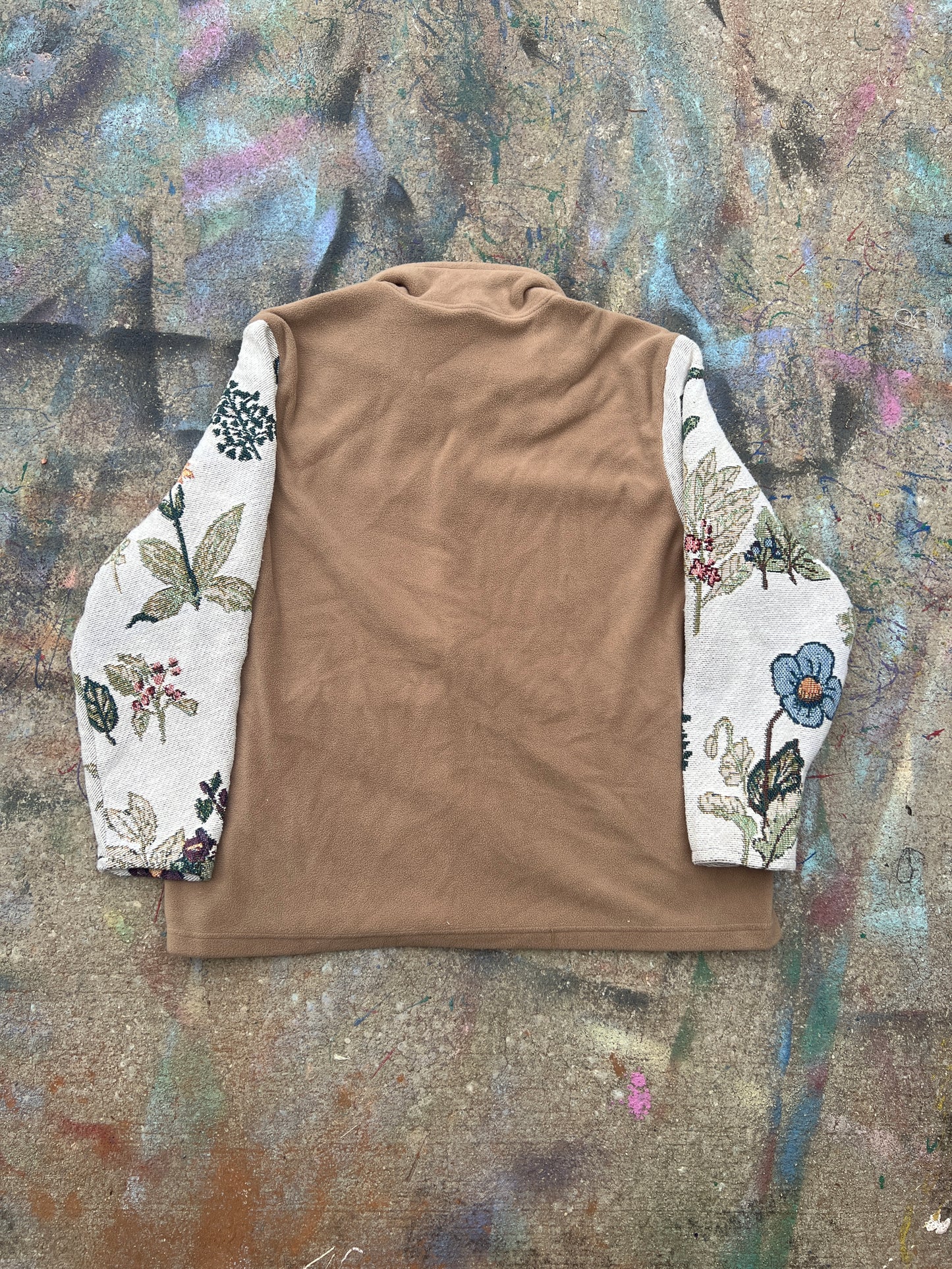 (L/S) Columbia Split Sleeve Floral Fleece Zip Up Jacket (XL)