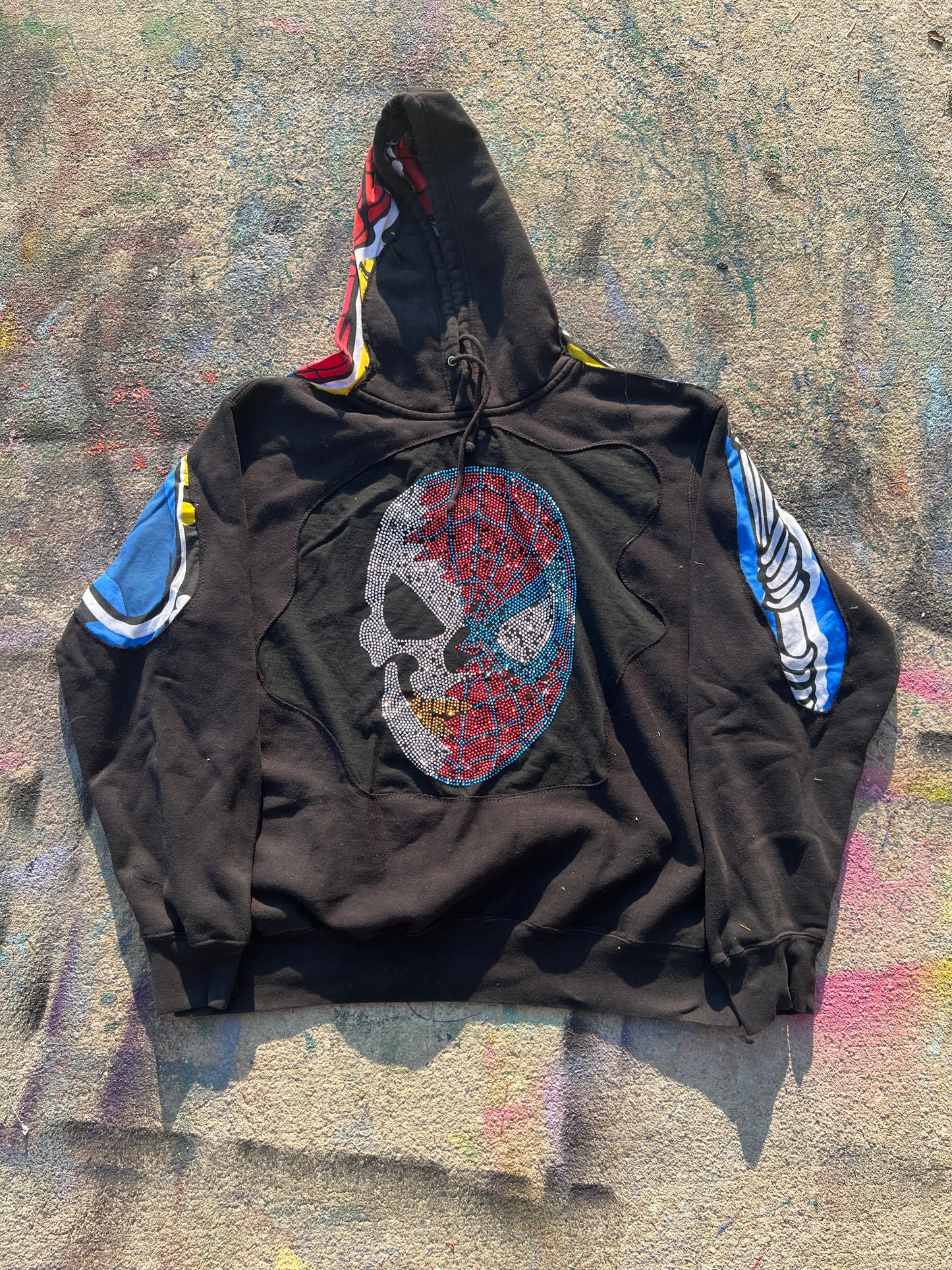 Bedazzled Spiderman See Through Hoodie (XXL)