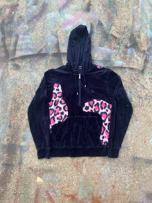 (L/S) Scab Patches Hoodie (Pink Cheetah/Navy)- XS