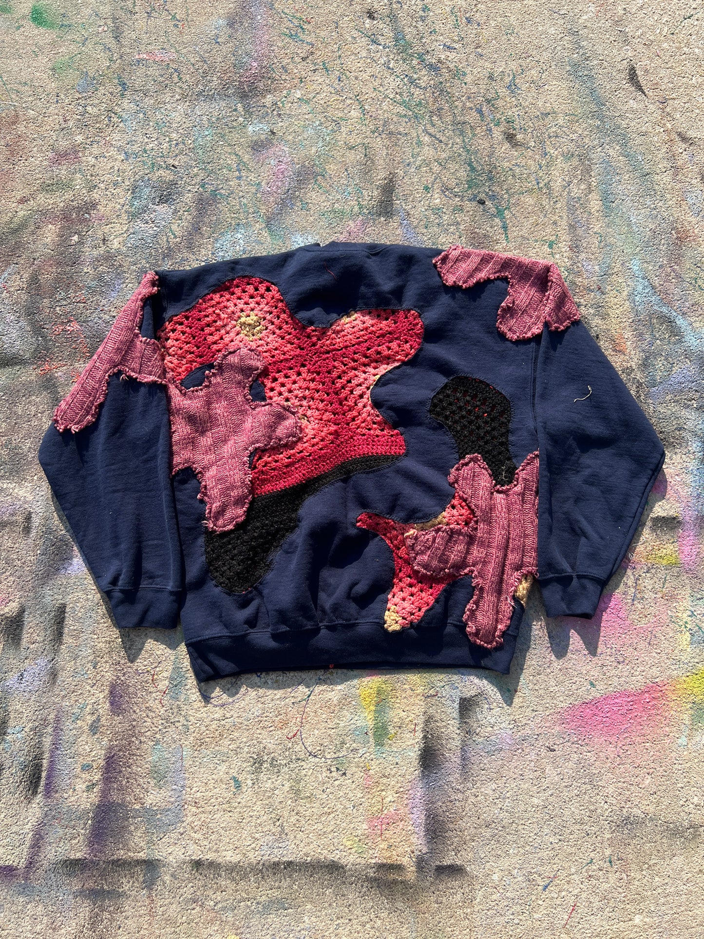 Starstruck Scab Patches Crewneck (Navy/Red/Plum)- XL
