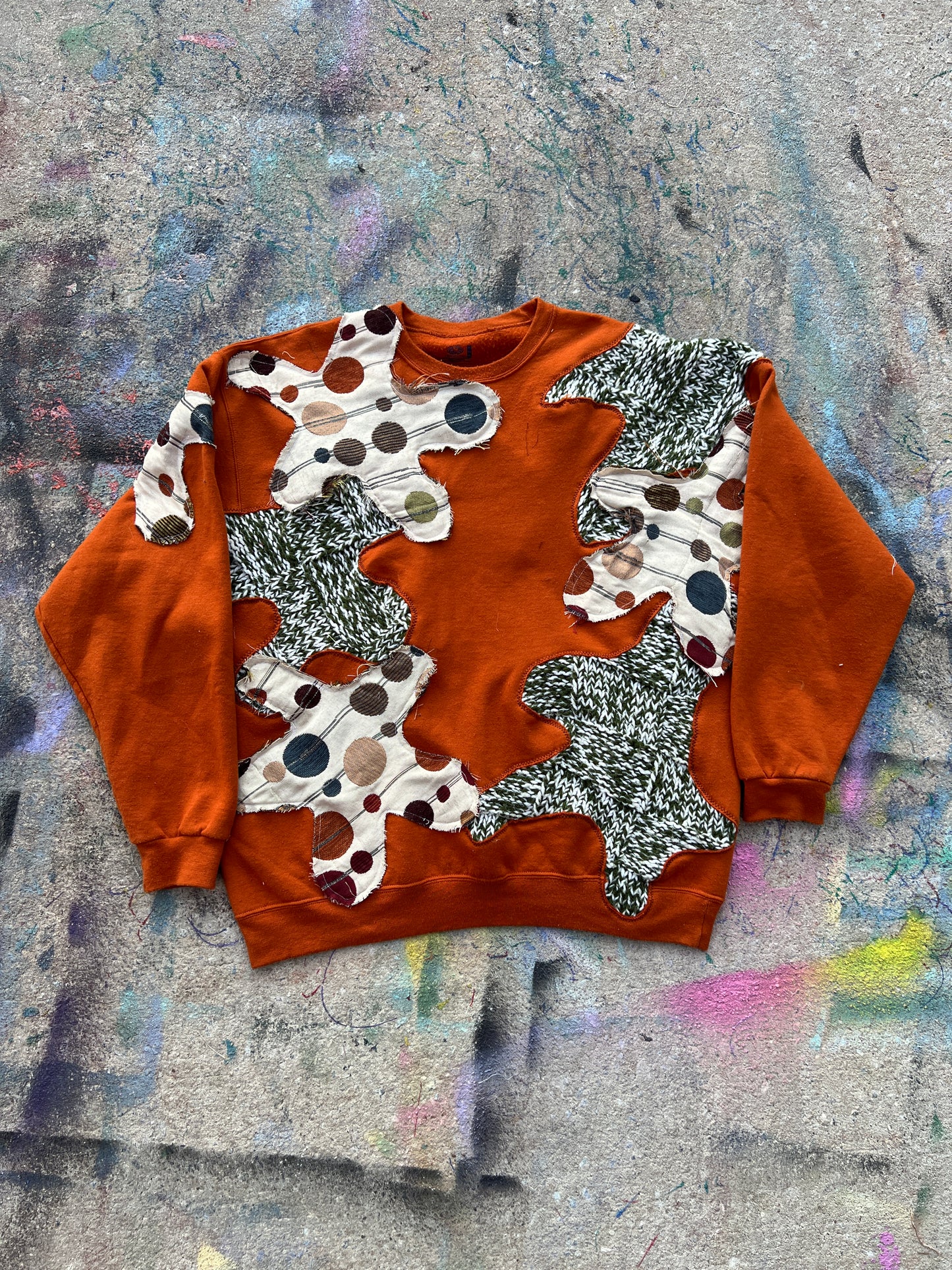 Starstruck Scab Patches Crewneck (Orange/Green/White)- XL