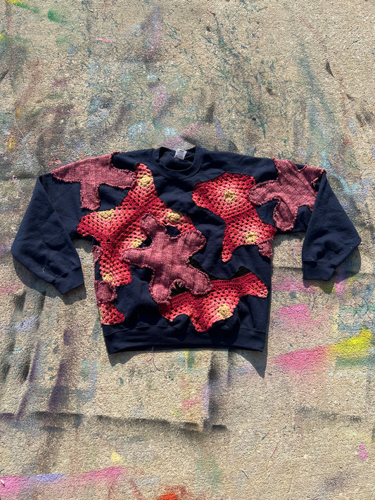Starstruck Scab Patches Crewneck (Navy/Red/Plum)- XL