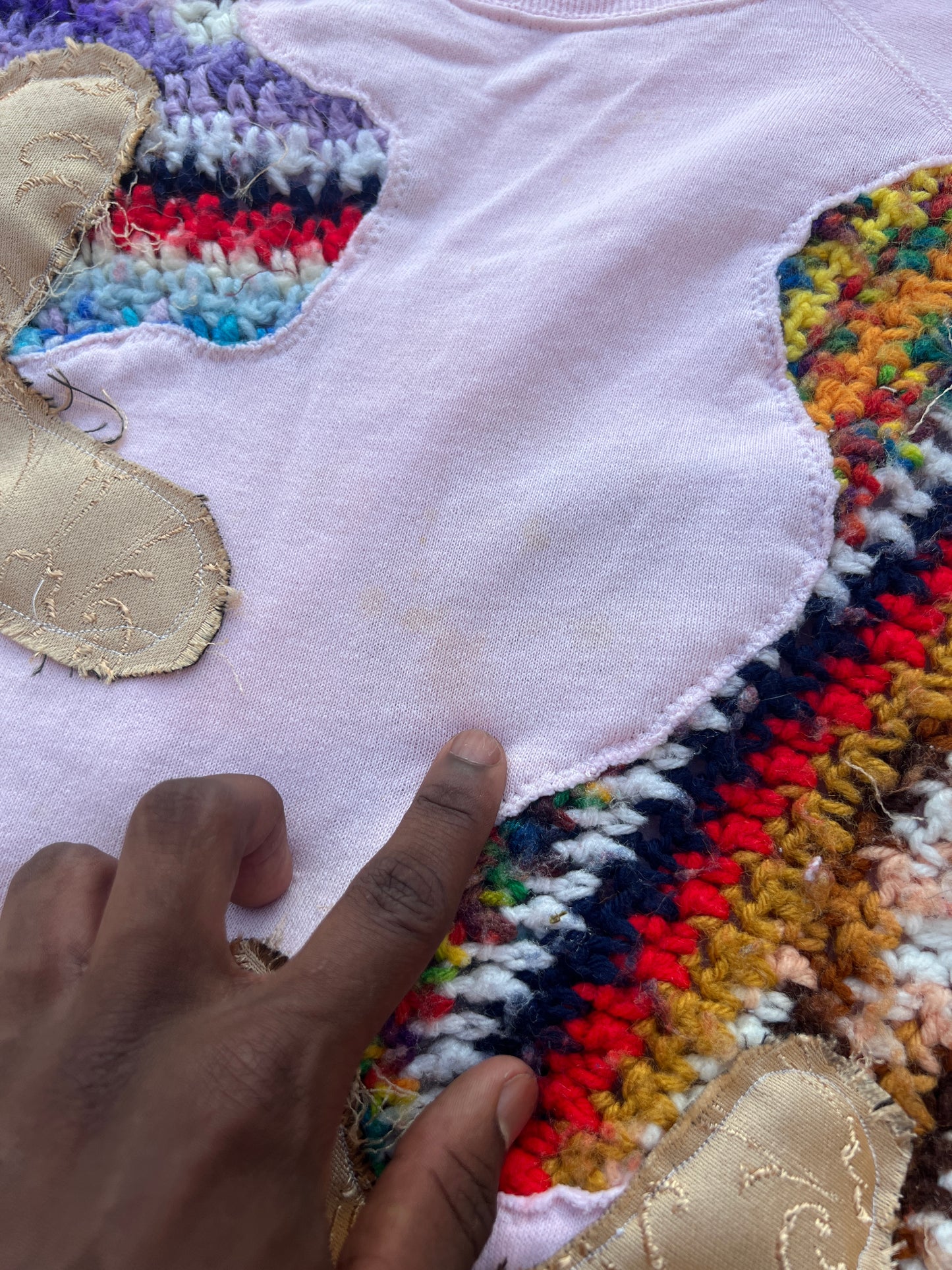 Starstruck Scab Patches Crewneck (Pink/Multicolor/Gold)- L