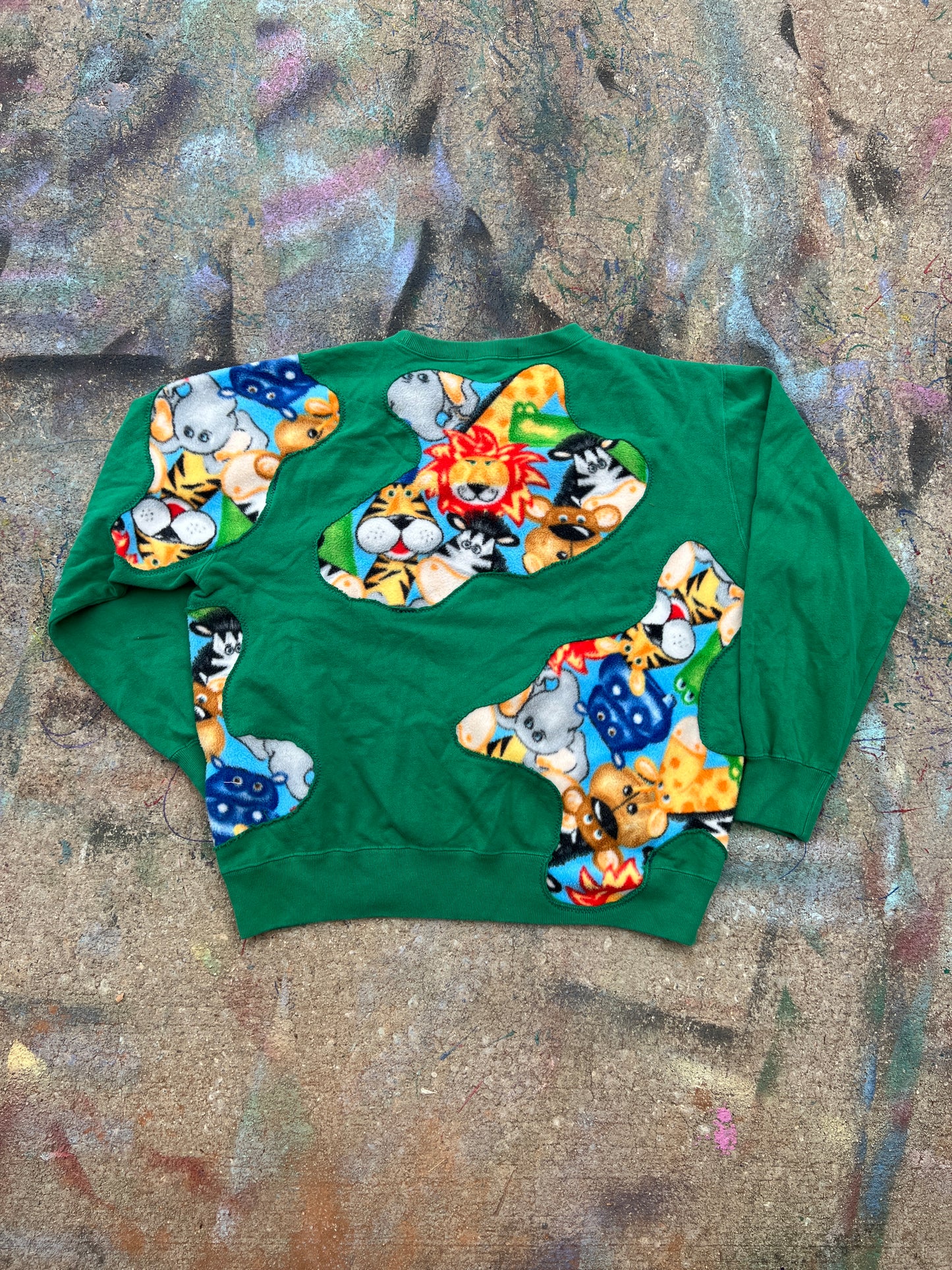(L/S) Scab Patches Sweatshirt (Zoo Animals/Green)- L