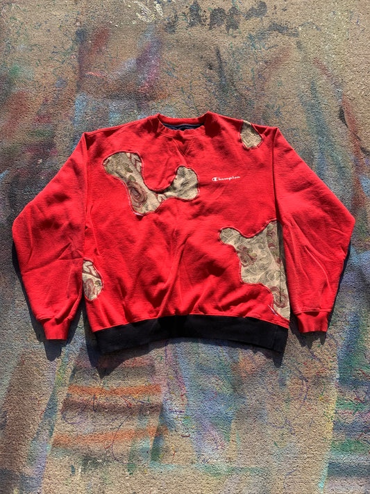 (LS) Scab Patches Crewneck (Tan/Red)- XL