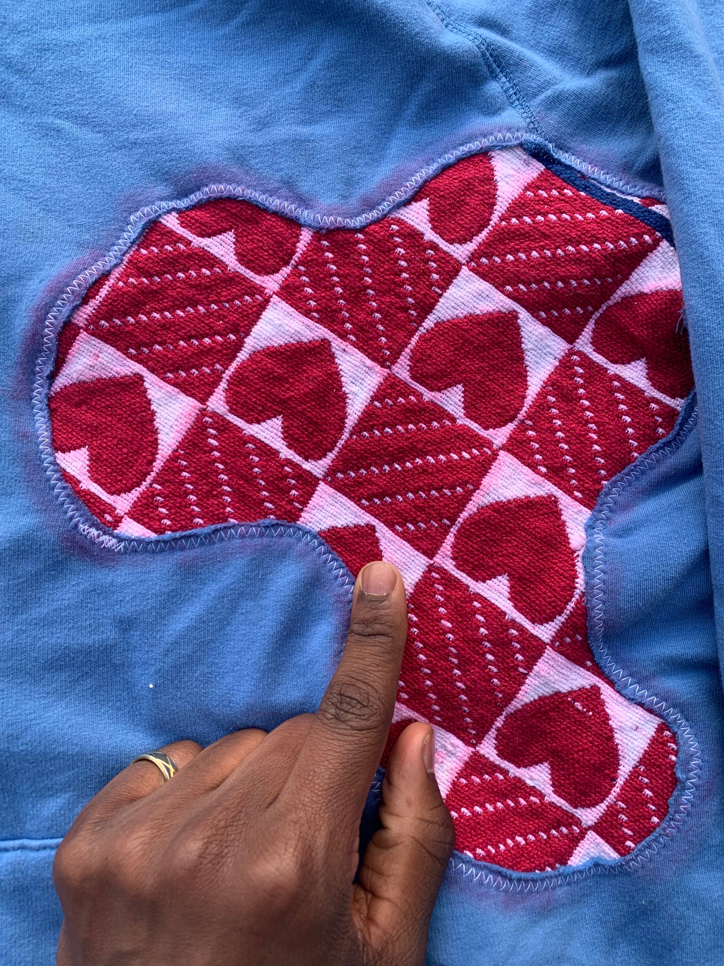 Scab Patches Zip Up Hoodie (Red/White/Baby Blue) - XL