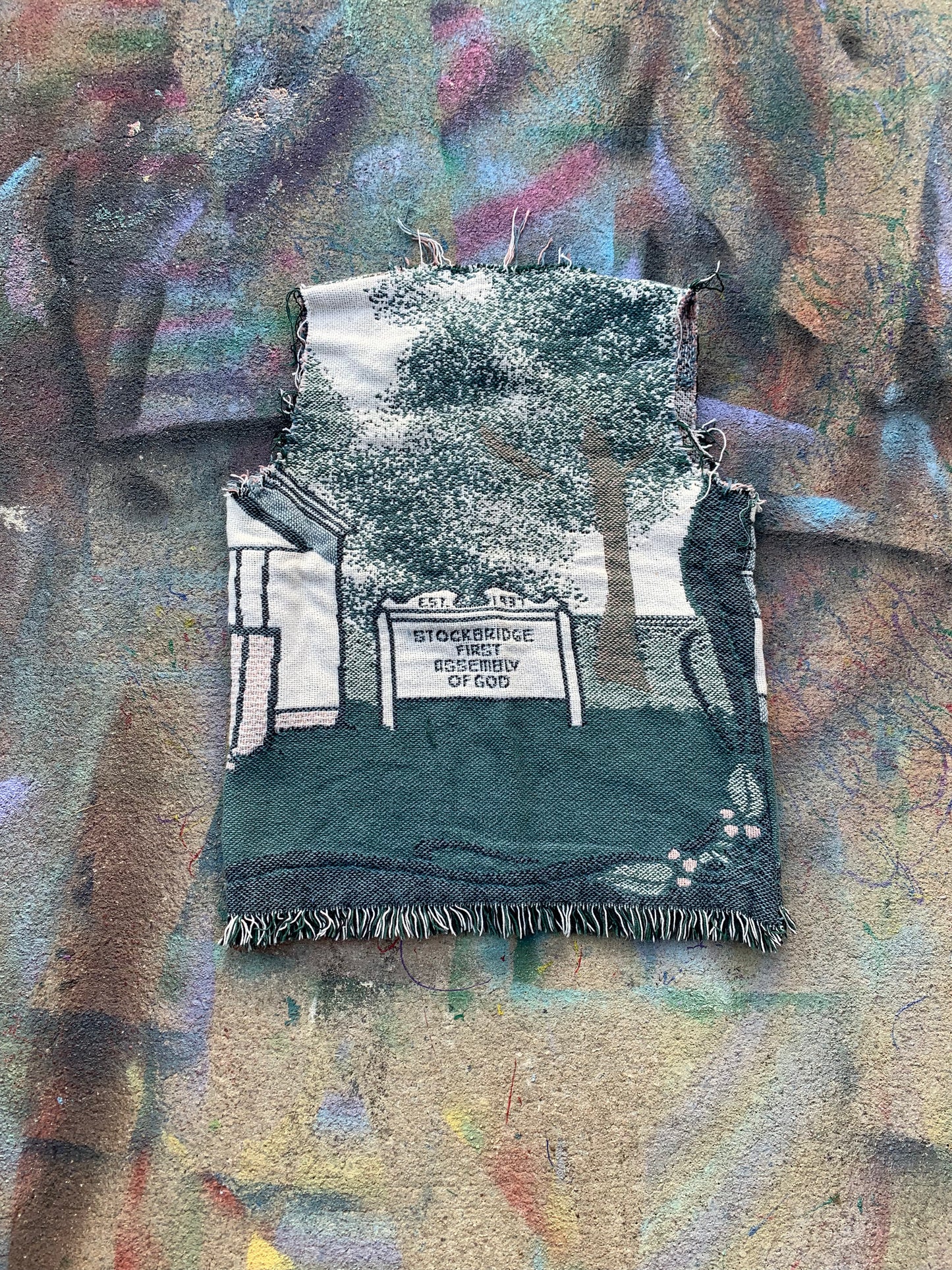 1/1 Tapestry Sweatervest (Green/White)- L