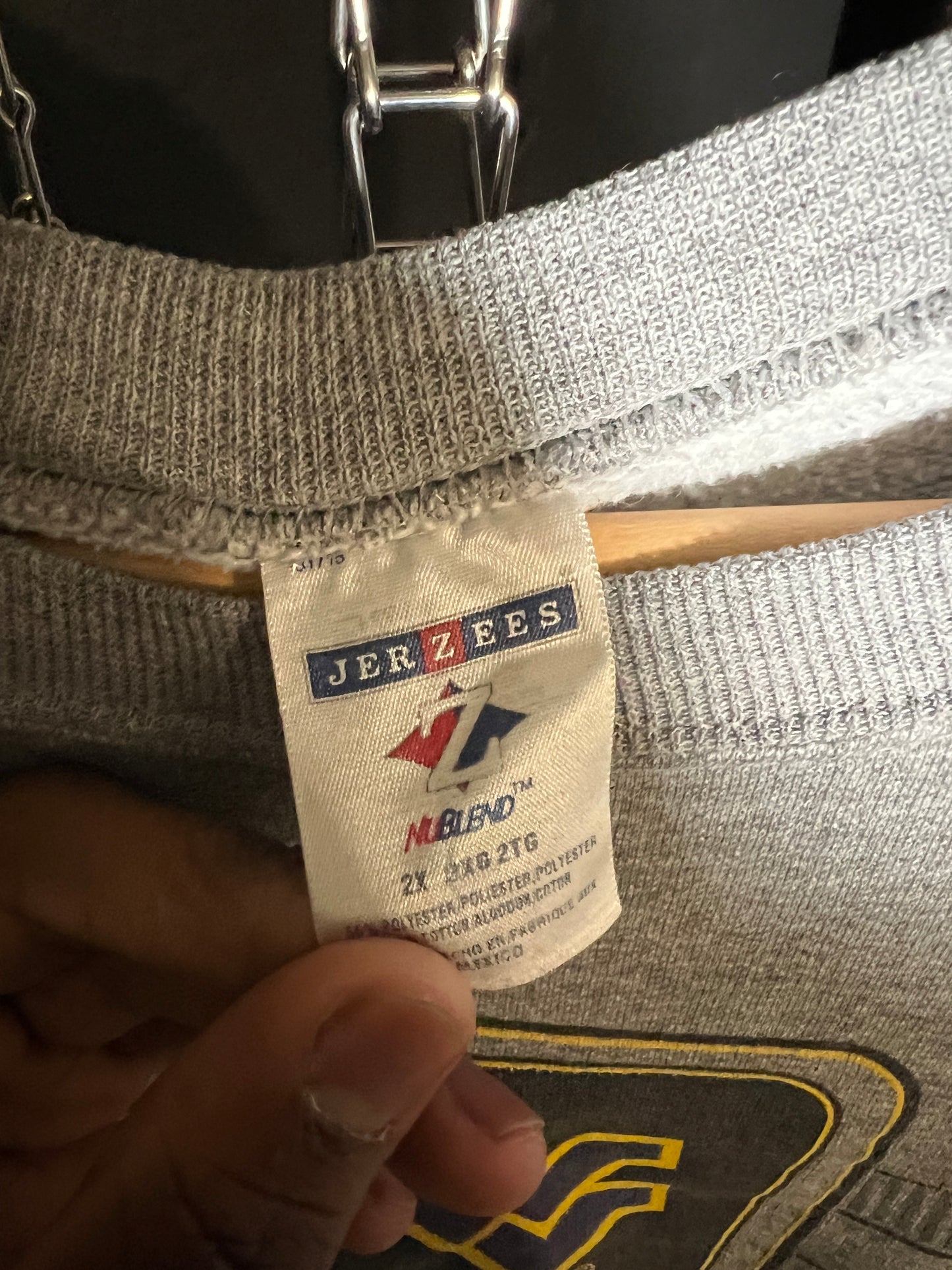 (LS) Scab Patches Crewneck (White/Brown/West Virginia)- XXL