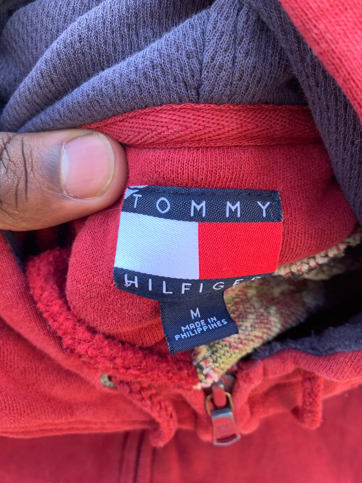 Scab Patches Zip Up Hoodie (Tan/Red)- M