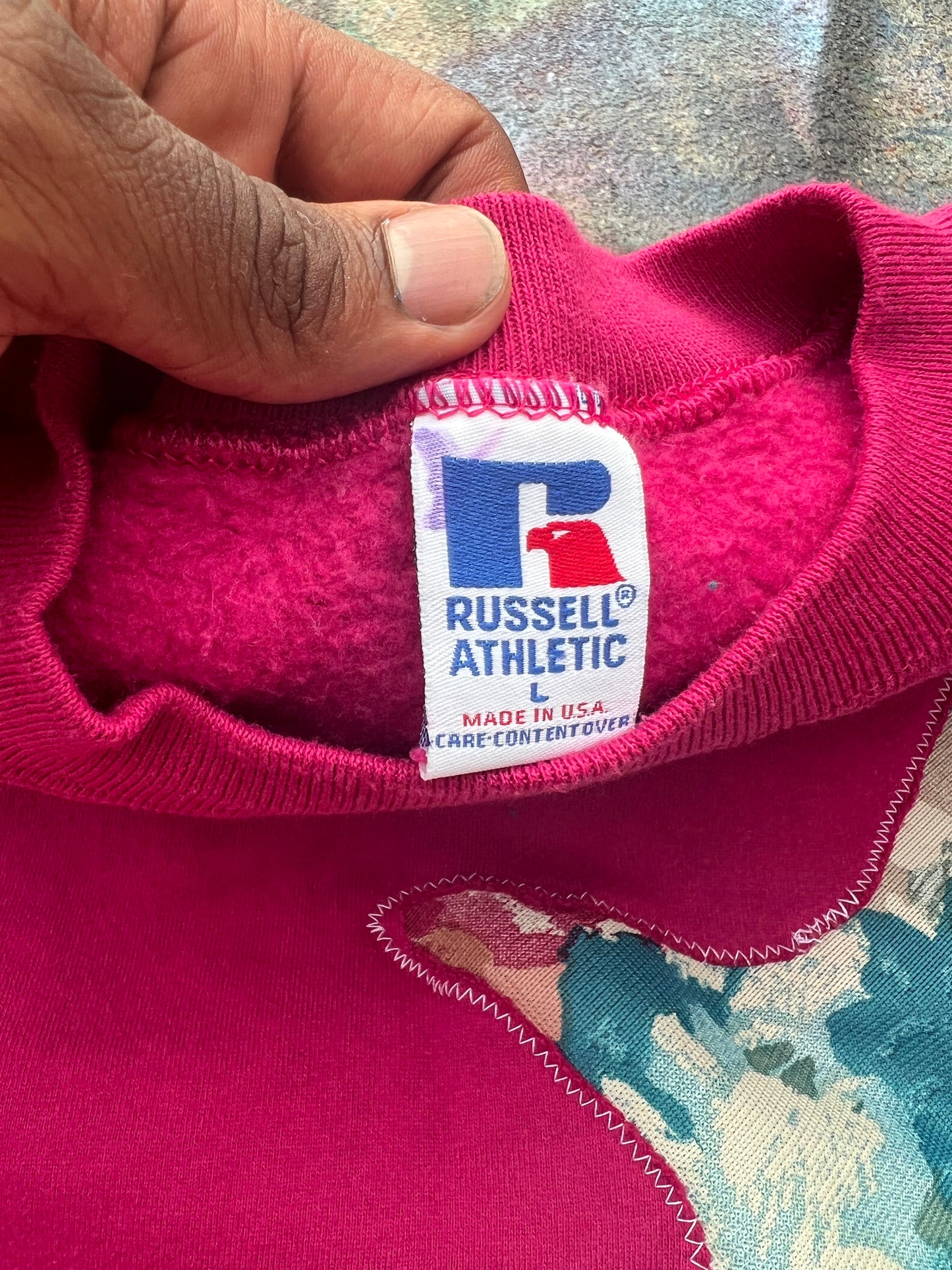 Scab Patches Crewneck (Multicolor/Fuschia)- L