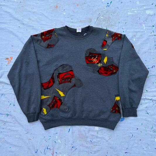 (LS) Scab Patches Crewneck (Lightning McQueen/Grey) - M