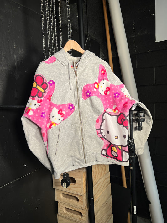 (LS) Hello Kitty See Through Scab Patch Zip Up Hoodie (M)
