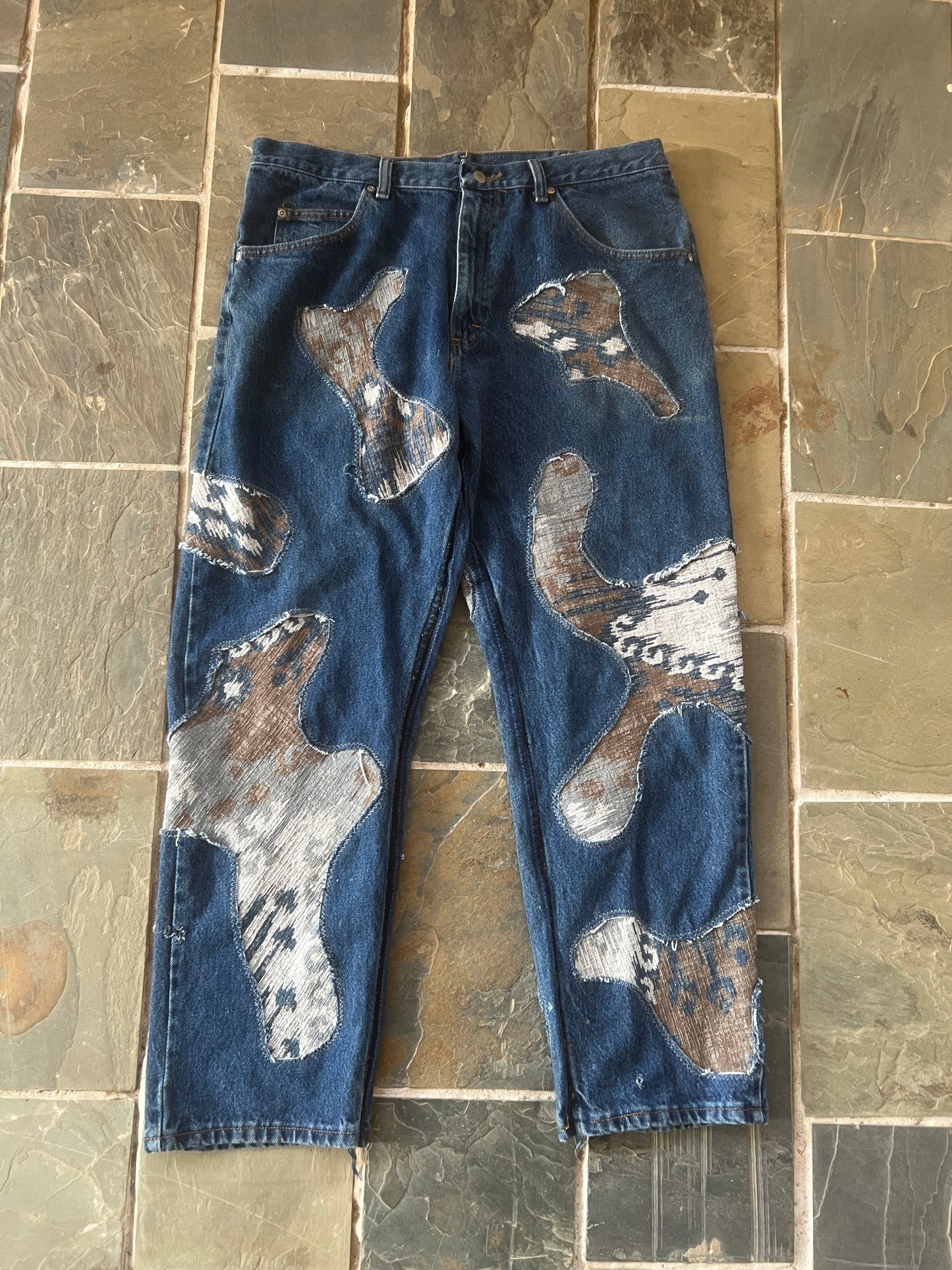 Scab Patch Jeans (Blue/Creme/Dark-wash)- 35/30