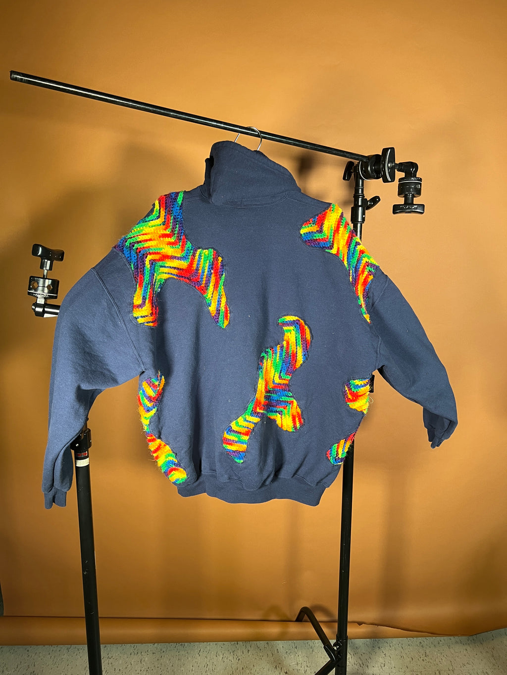 Scab Patches Zip-Up Hoodie (Multicolor/Navy)- XXXL