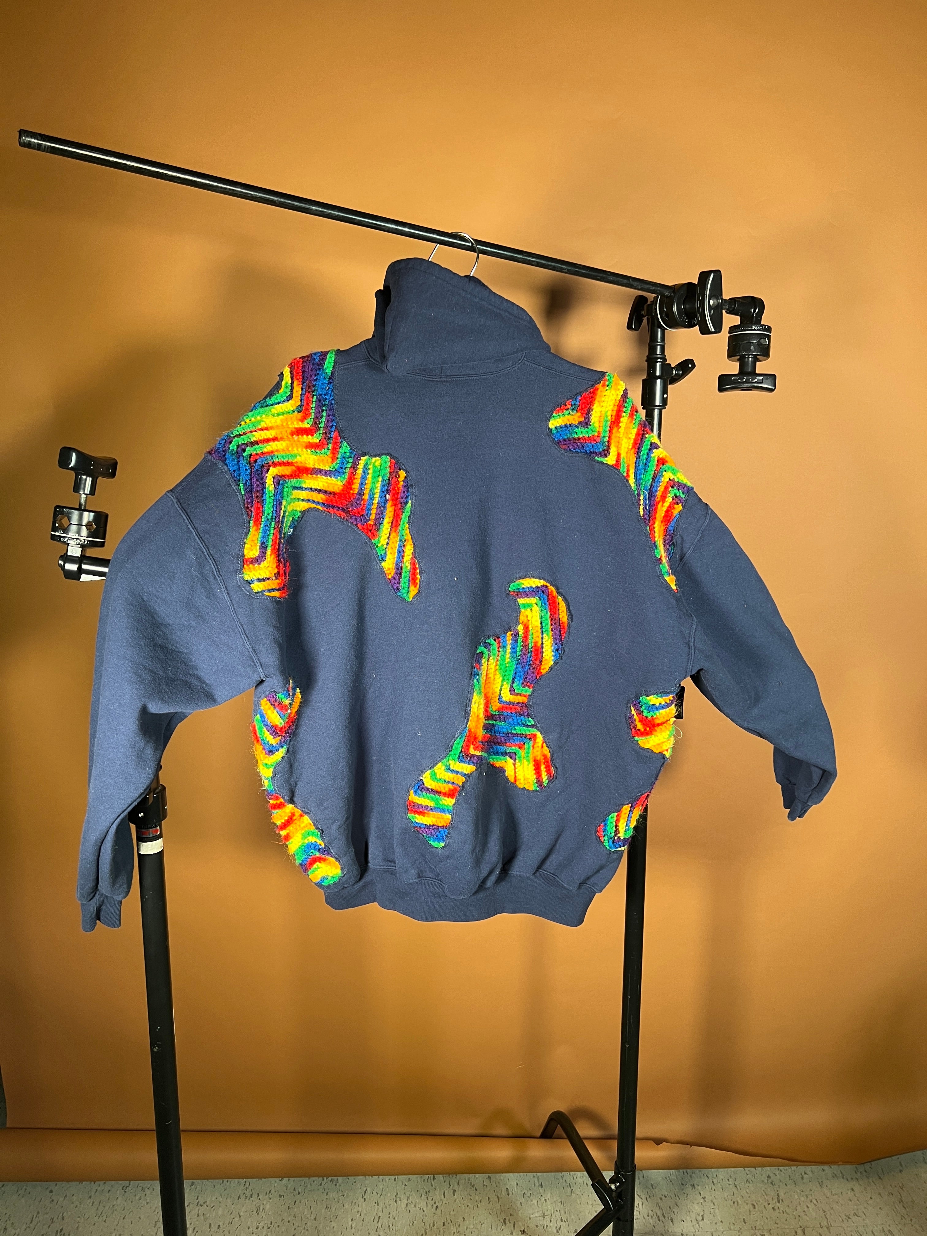 Scab Patches Zip-Up Hoodie (Multicolor/Navy)- XXXL