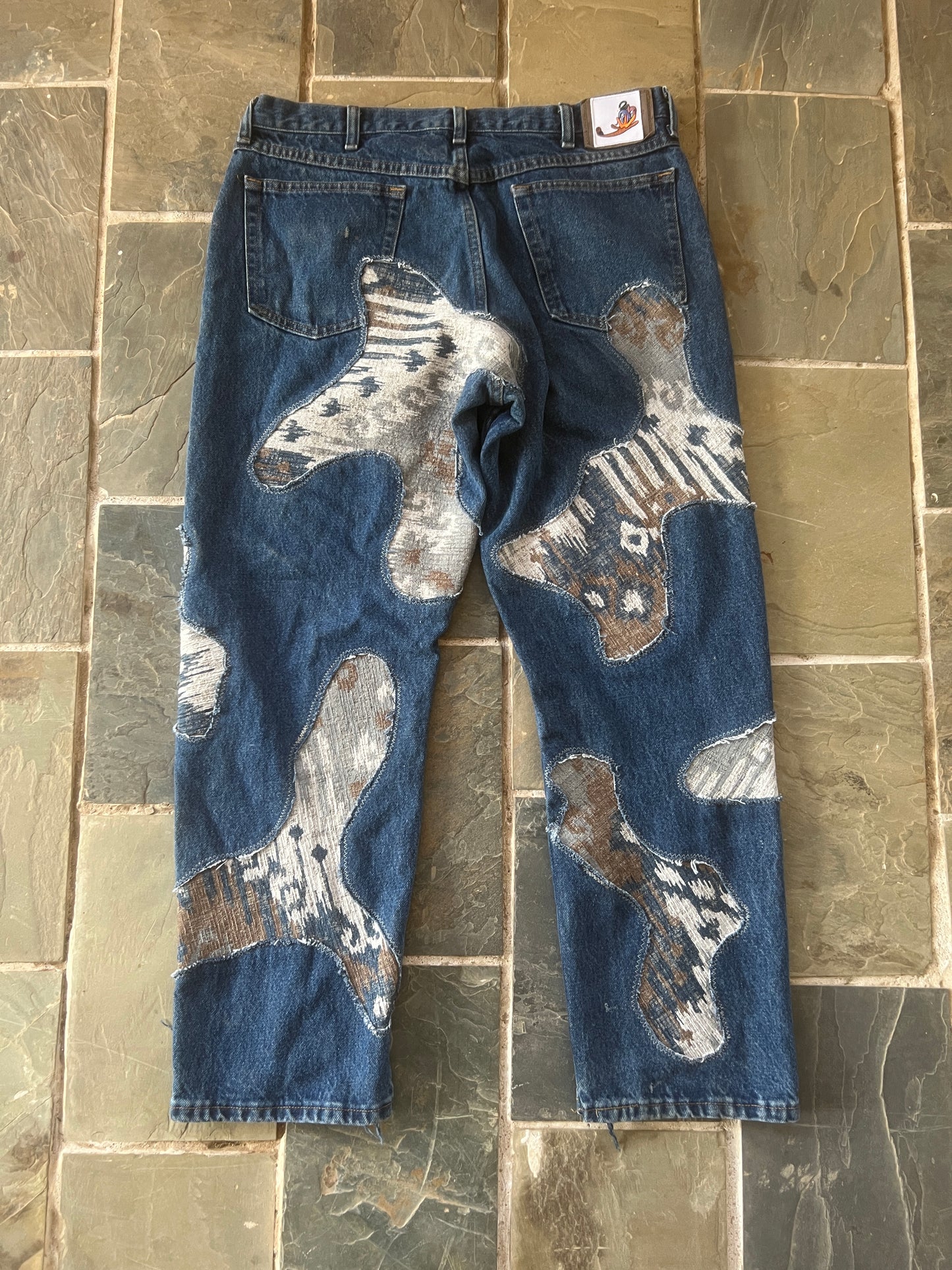 Scab Patch Jeans (Blue/Creme/Dark-wash)- 35/30