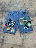 Scab Patches Jorts (Multicolor/Mid Wash) - 36