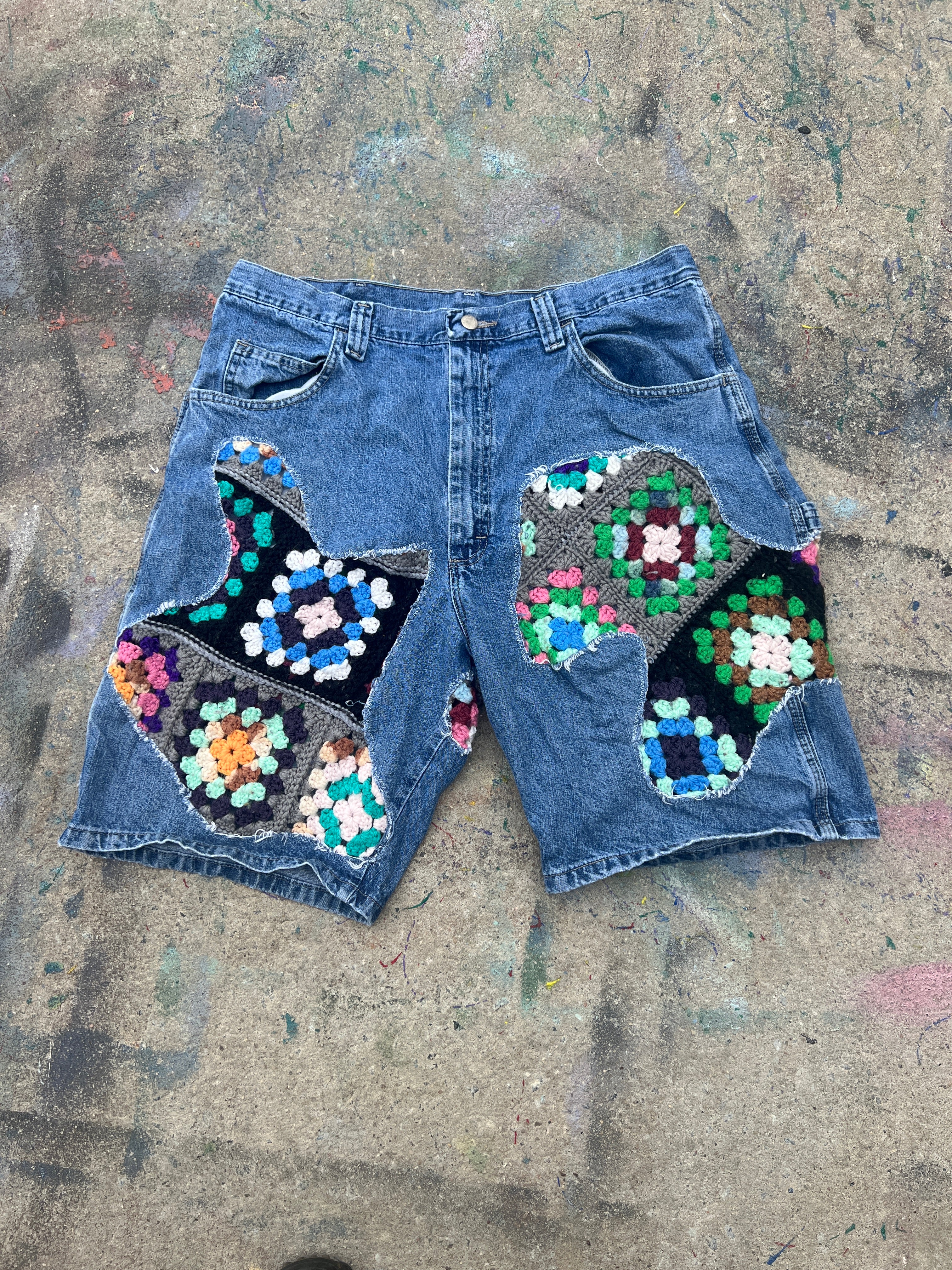 Scab Patches Jorts (Multicolor/Mid Wash) - 36