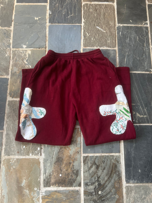 Wäne Maroon Double Star Sweatpants (L)