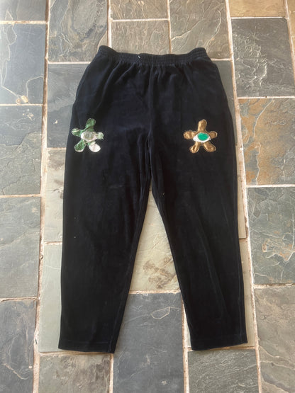 Wäne Black Velour Seeing Eye Sweatpants (M)