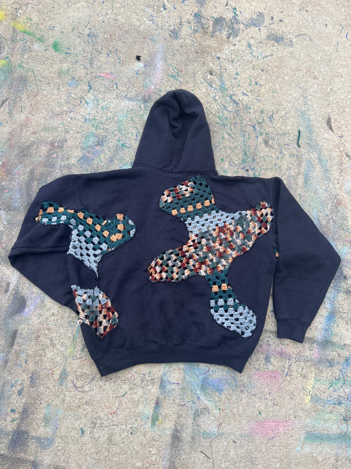 Scab Patches Zip-Up Hoodie (Multicolor/Navy)- XL