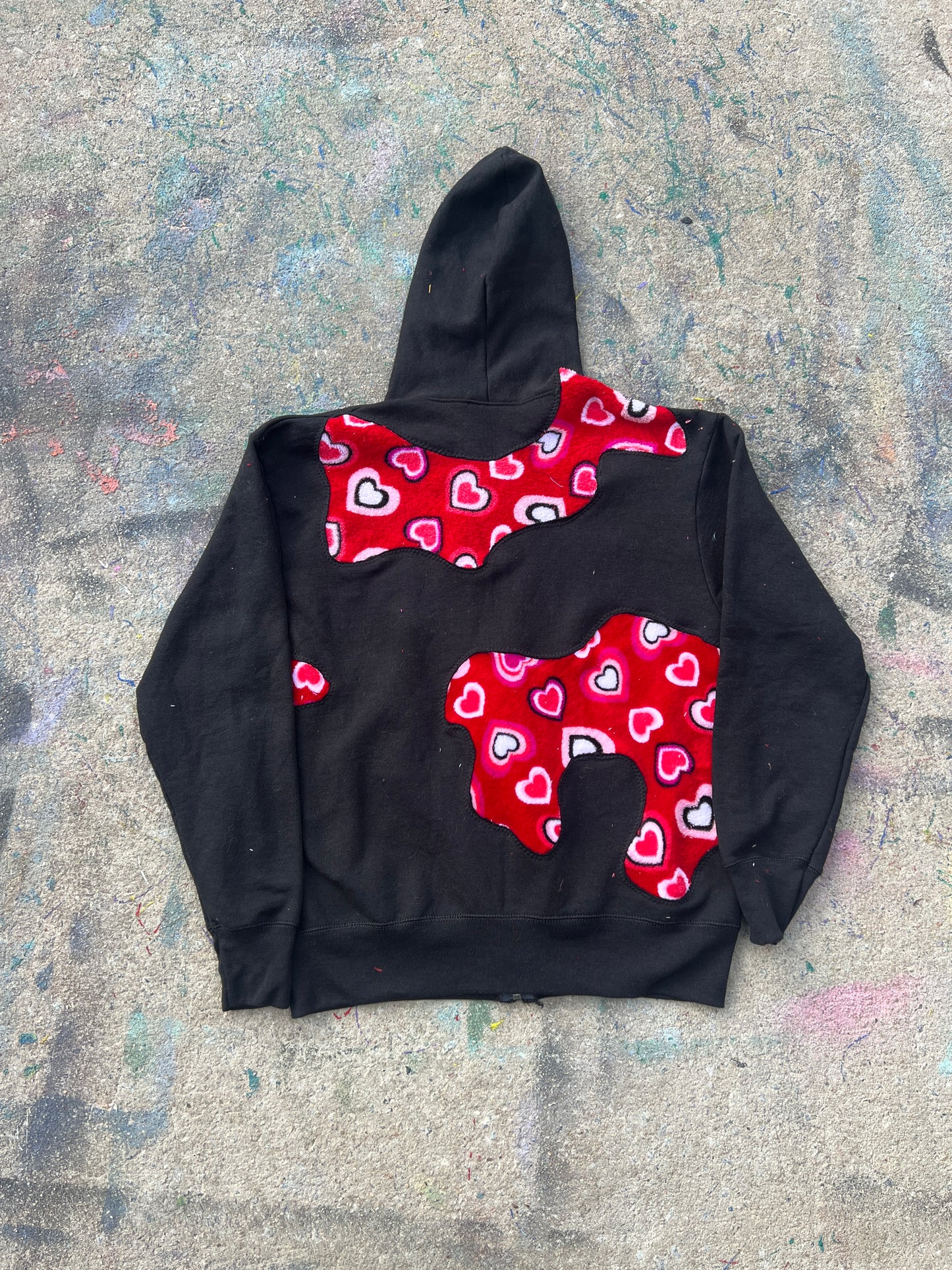 Scab Patches Zip-Up Hoodie (Valentines Day/Black)- S