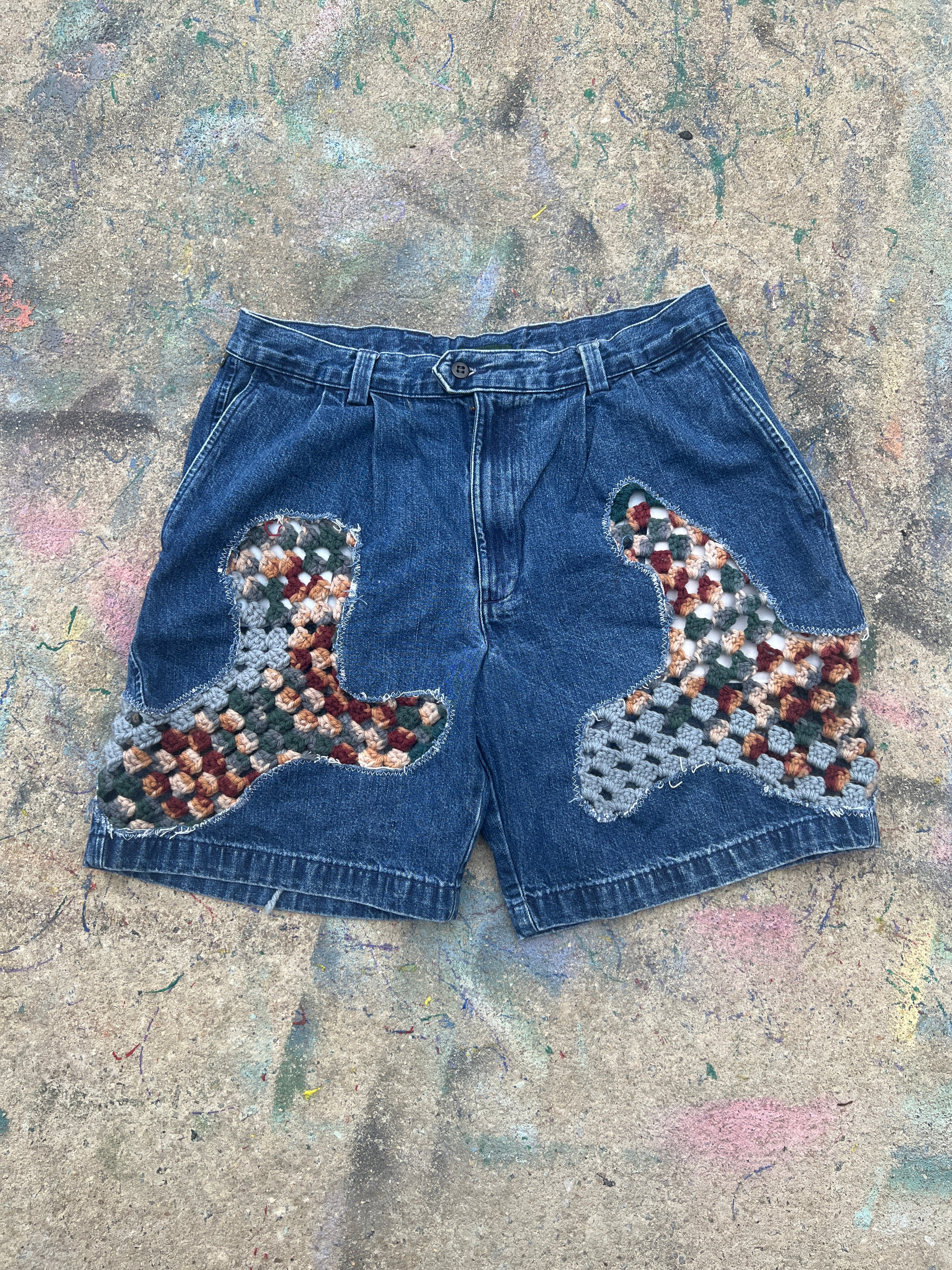 Scab Patches Jorts (Multicolor/Dark Wash) - 34