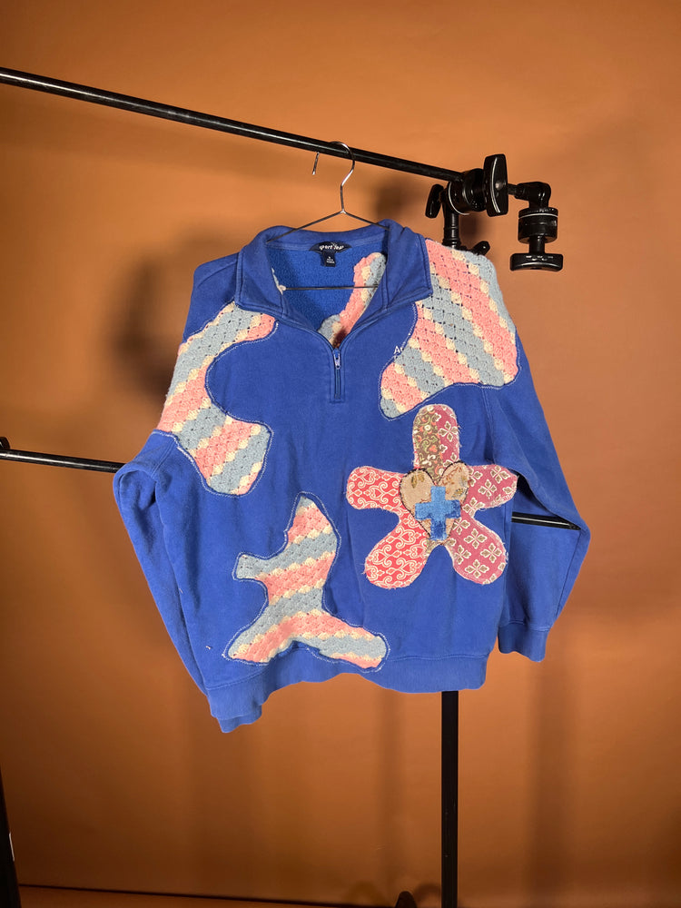 Scab Patches Quarterzip (Baby Blue/Pink/Blue)- M
