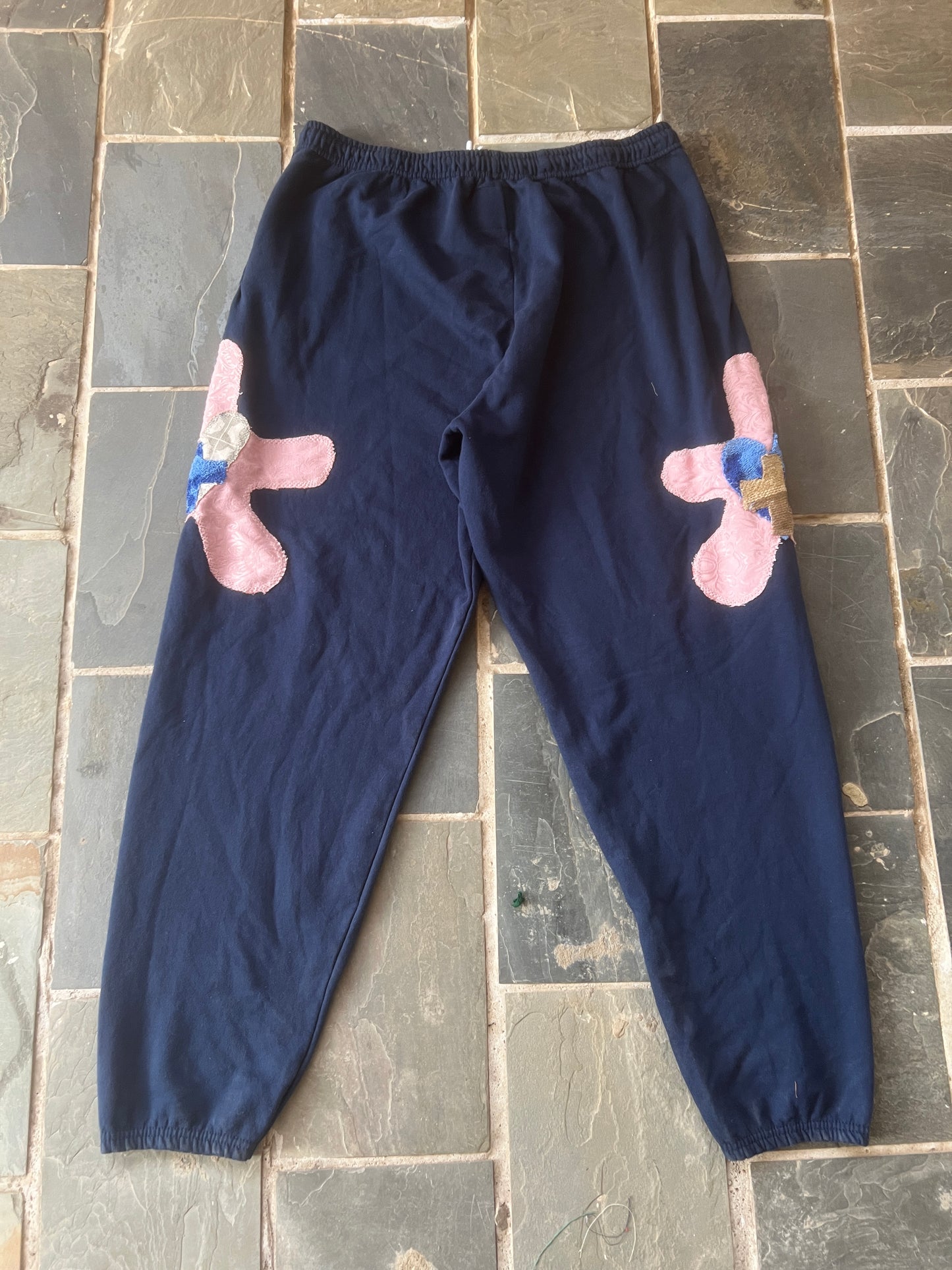 Wäne Navy Double Star Sweatpants (XL)