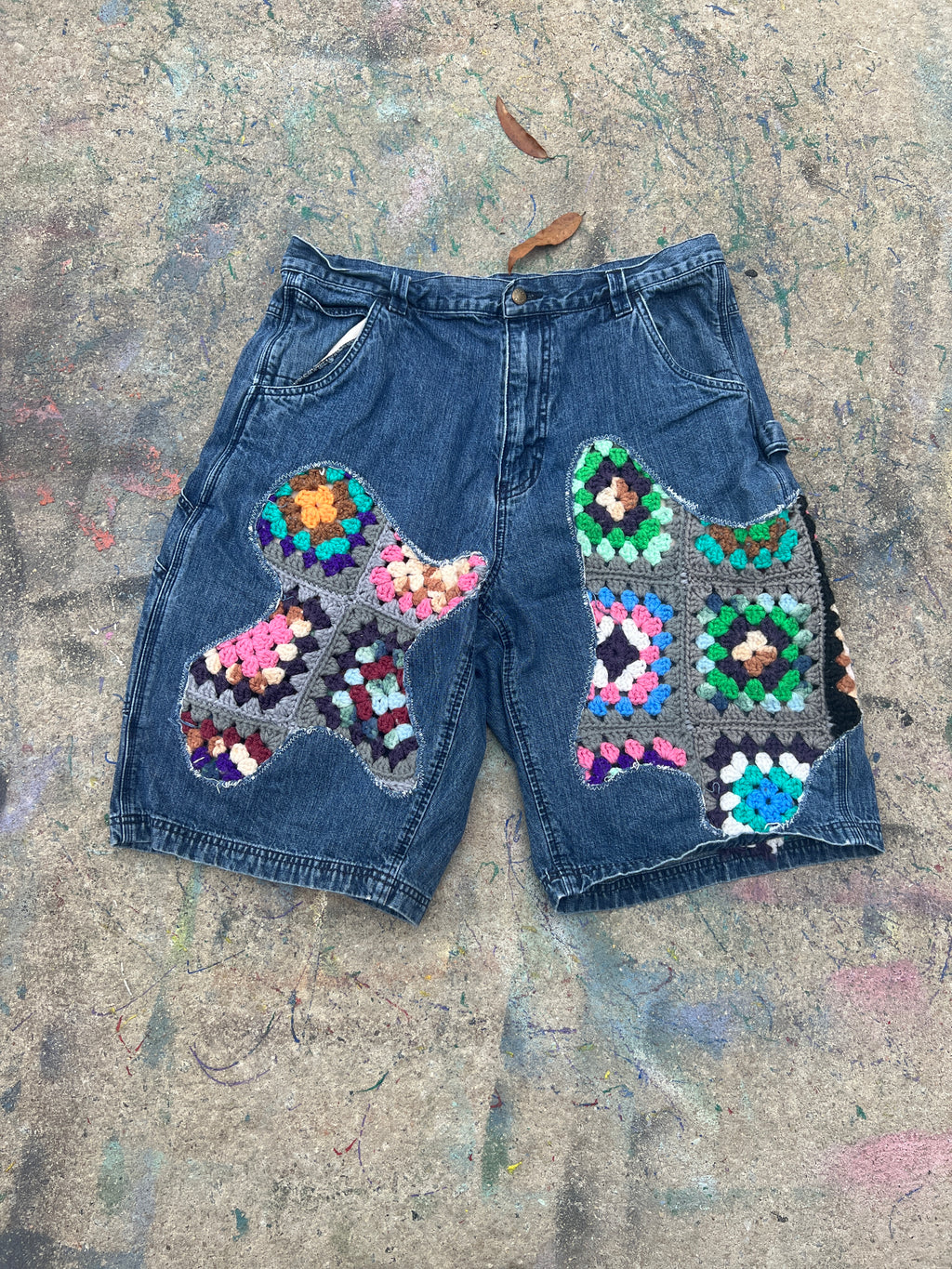 Scab Patches Jorts (Multicolor/Mid Wash) - 34