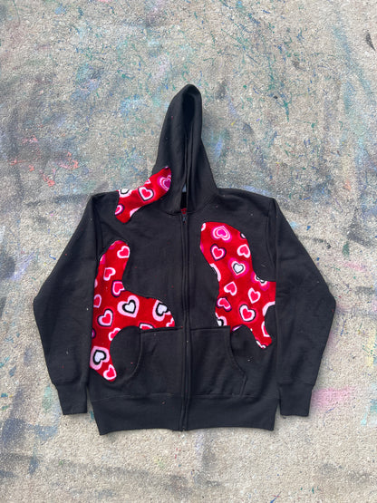 Scab Patches Zip-Up Hoodie (Valentines Day/Black)- S