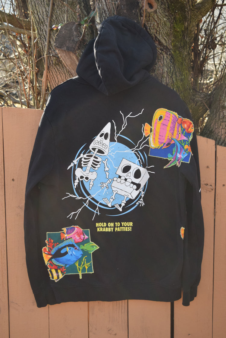 SpongeBob Scaredy Pants Applique Hoodie (L)