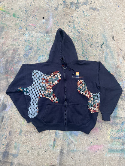 Scab Patches Zip-Up Hoodie (Multicolor/Navy)- XL