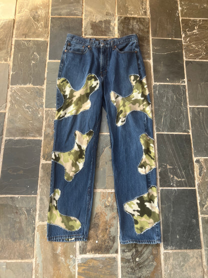 Scab Patch Jeans (Camo/Midwash)- 36/35