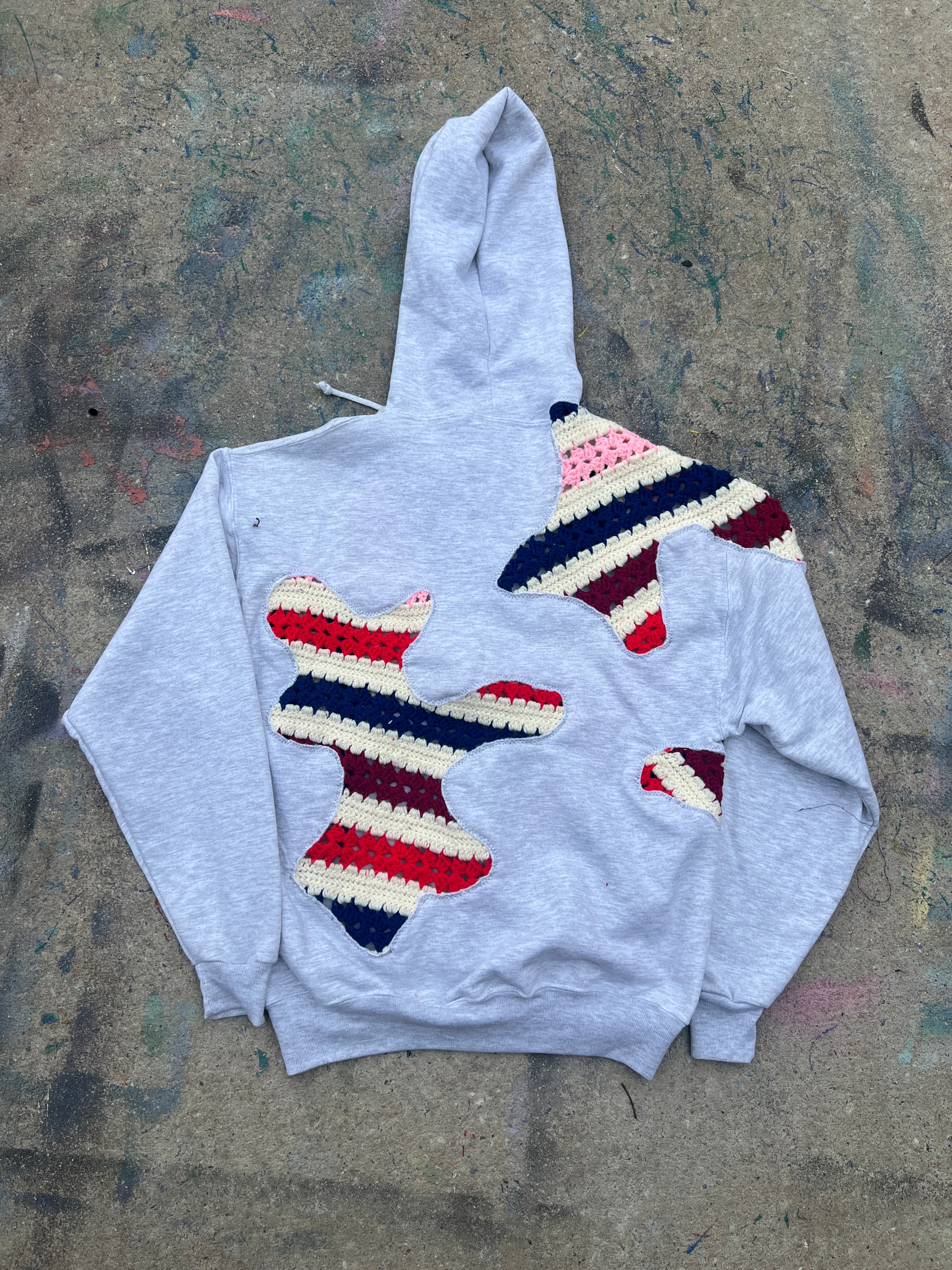 Scab Patches Zip-Up Hoodie (Multicolor/Grey)- M