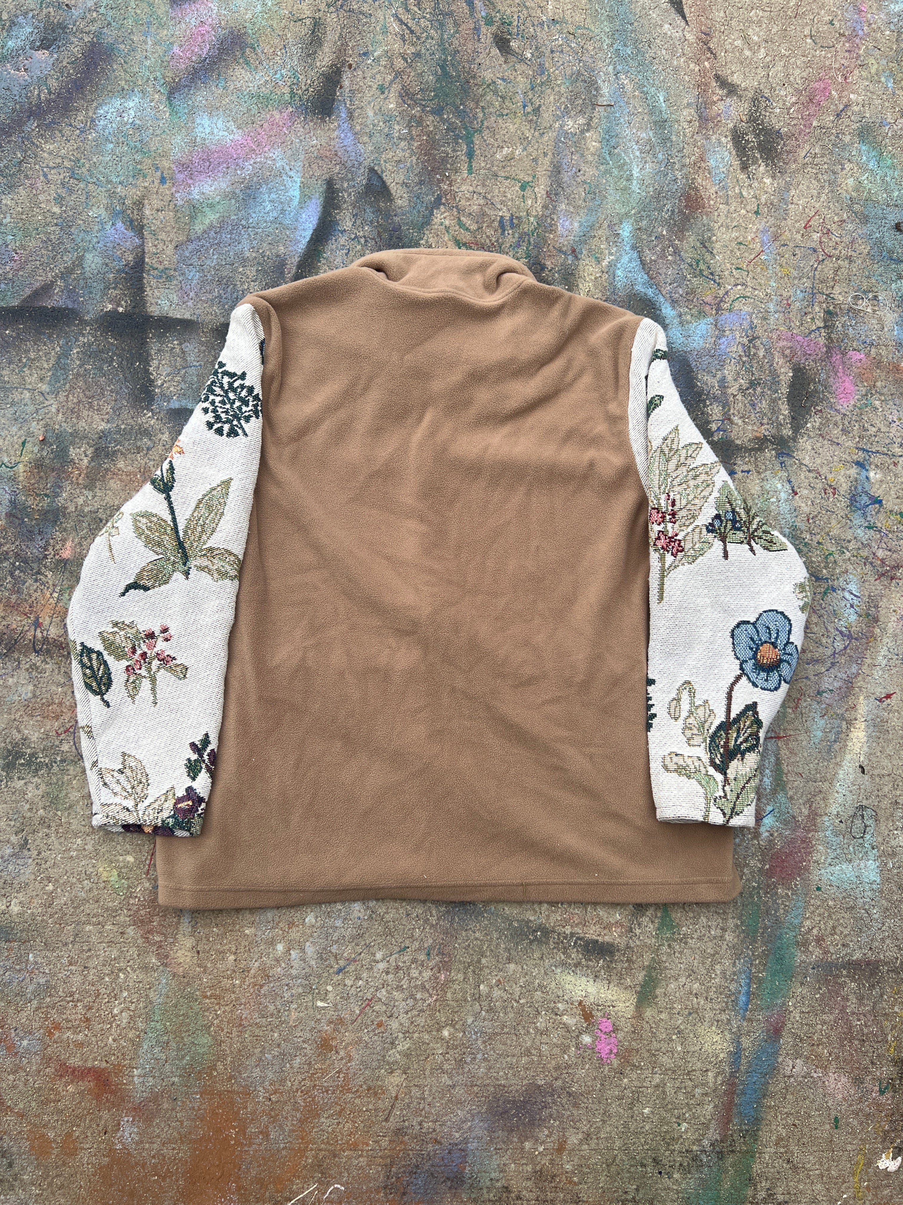 (L/S) Columbia Split Sleeve Floral Fleece Zip Up Jacket (XL)