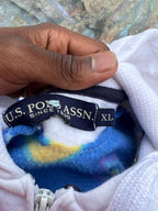 Scab Patches Zip Up Hoodie (Kitty Cat/White)-L