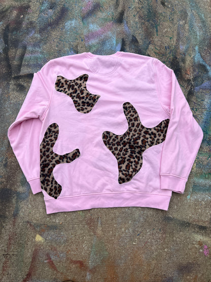 Scab Patches Crewneck (Cheetah/Pink)- XL