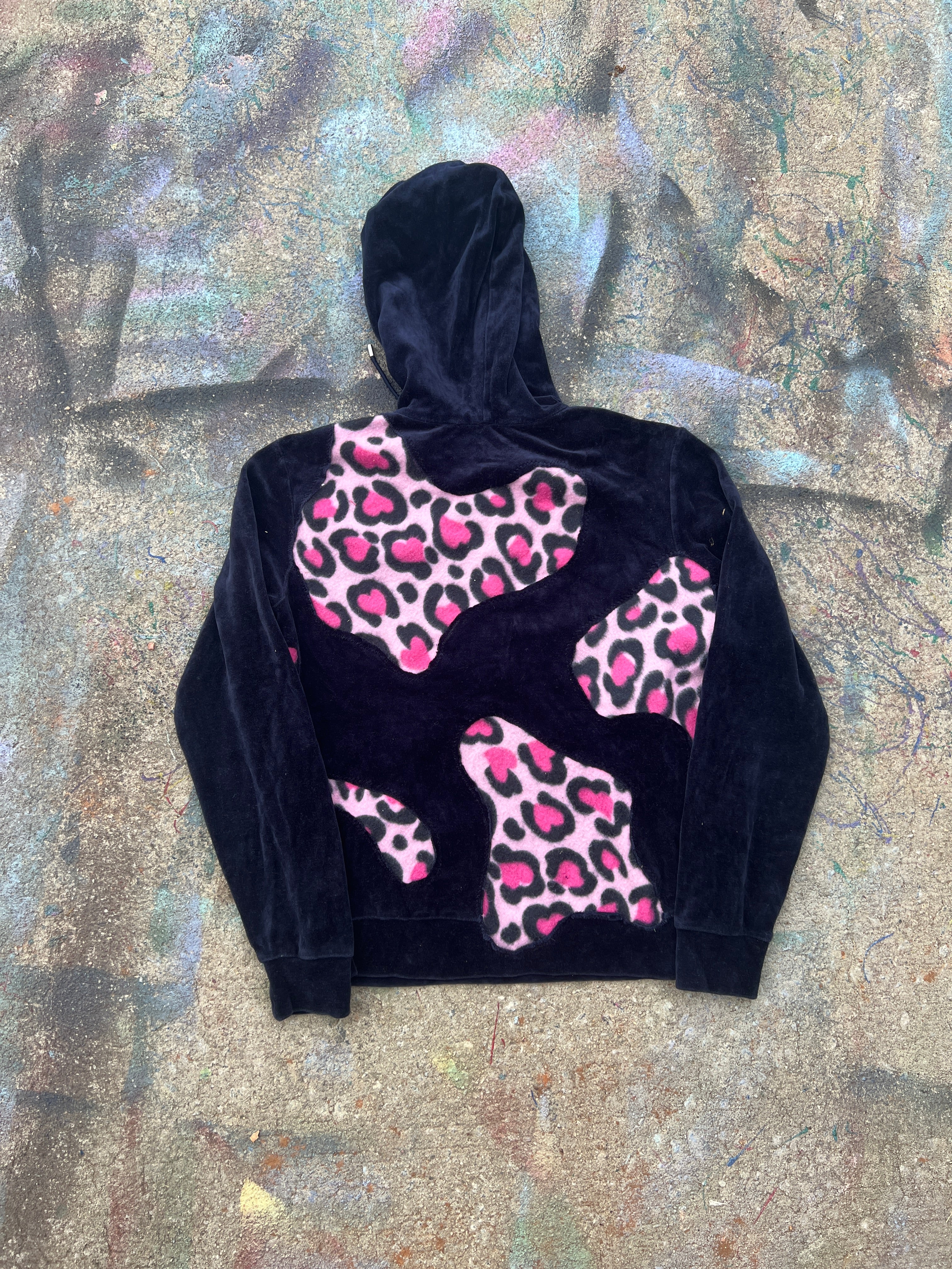 (L/S) Scab Patches Hoodie (Pink Cheetah/Navy)- XS
