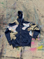 Starstruck Scab Patches Zip Up Hoodie (Navy/Cotton Candy/Green)- M