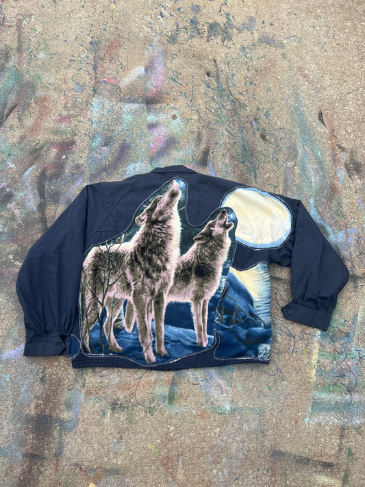 (L/S) Wolf Pondering The Moon See Through Jacket (XL)