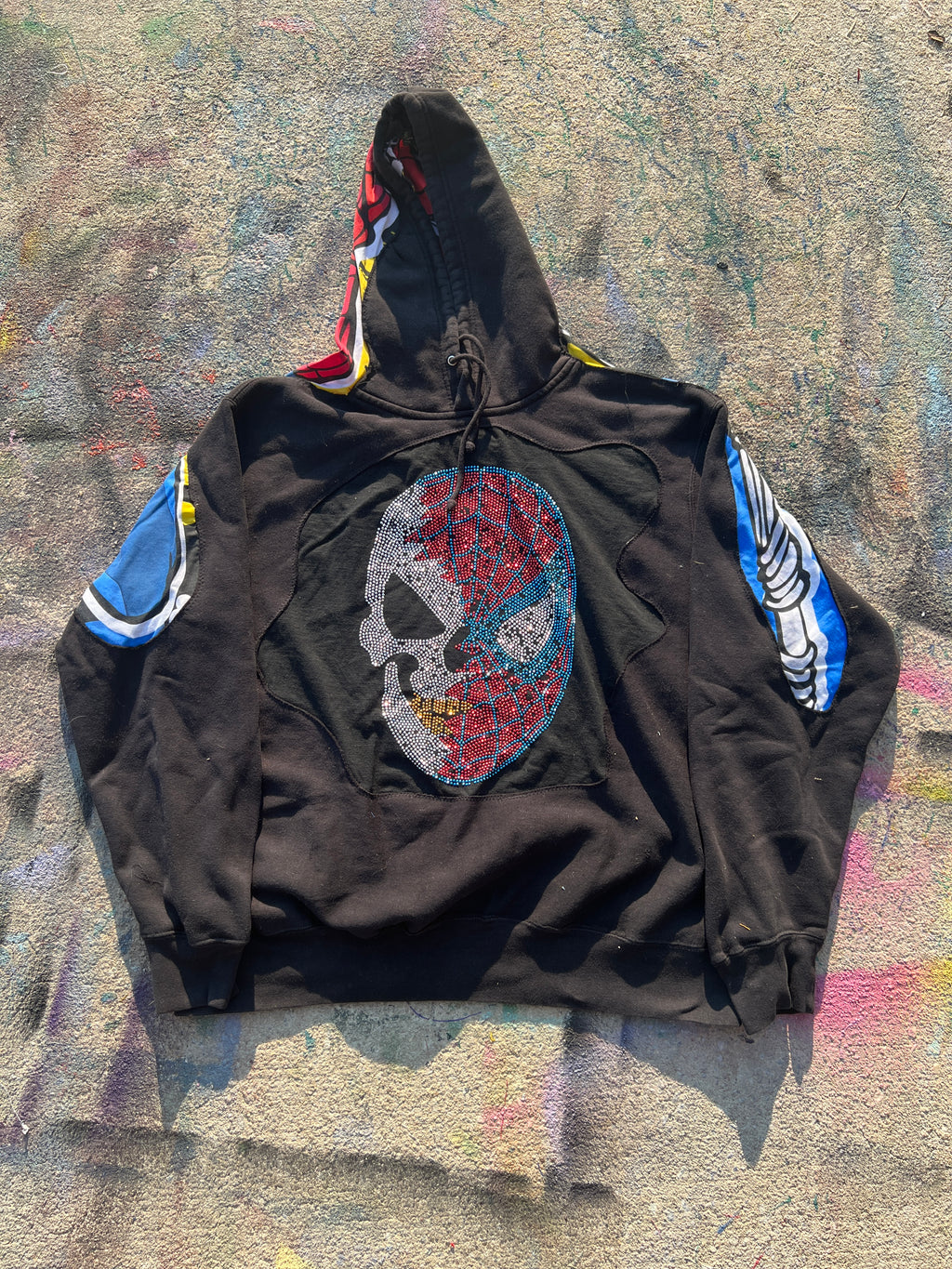 Bedazzled Spiderman See Through Hoodie (XXL)