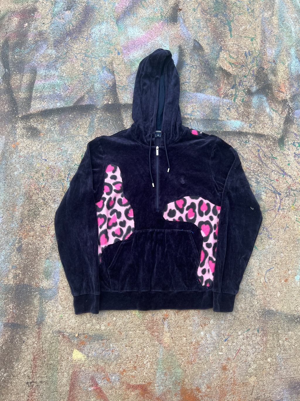 (L/S) Scab Patches Hoodie (Pink Cheetah/Navy)- XS