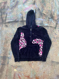 (L/S) Scab Patches Hoodie (Pink Cheetah/Navy)- XS
