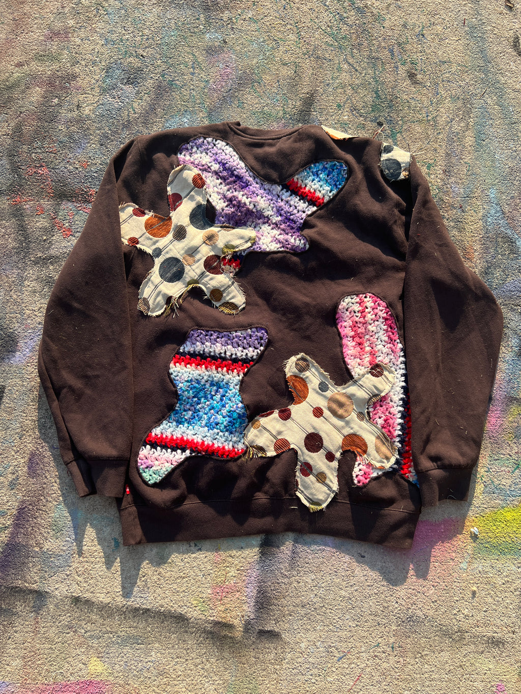 Starstruck Scab Patch Crewneck (Brown/Multicolor)- XL