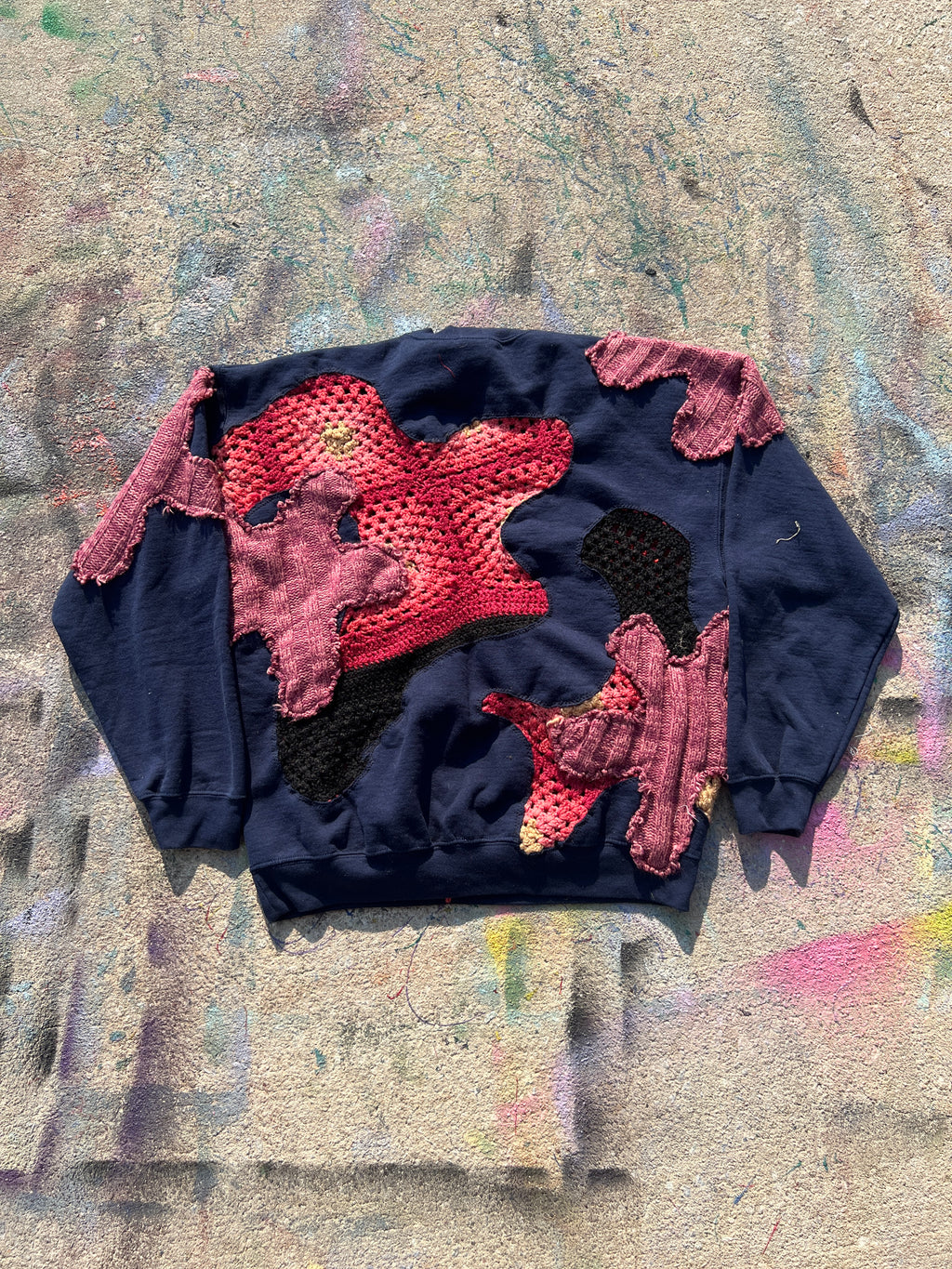 Starstruck Scab Patches Crewneck (Navy/Red/Plum)- XL