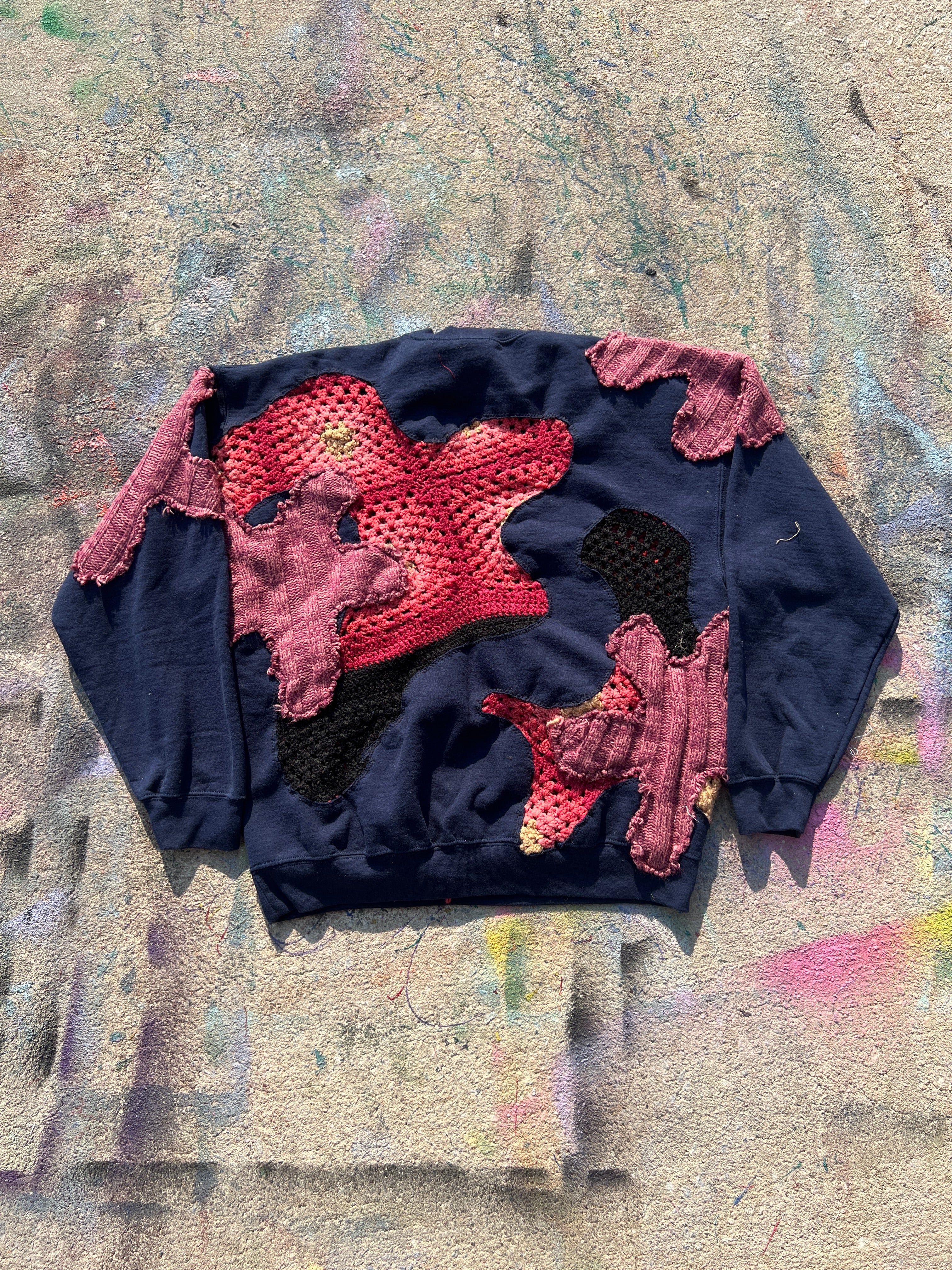 Starstruck Scab Patches Crewneck (Navy/Red/Plum)- XL