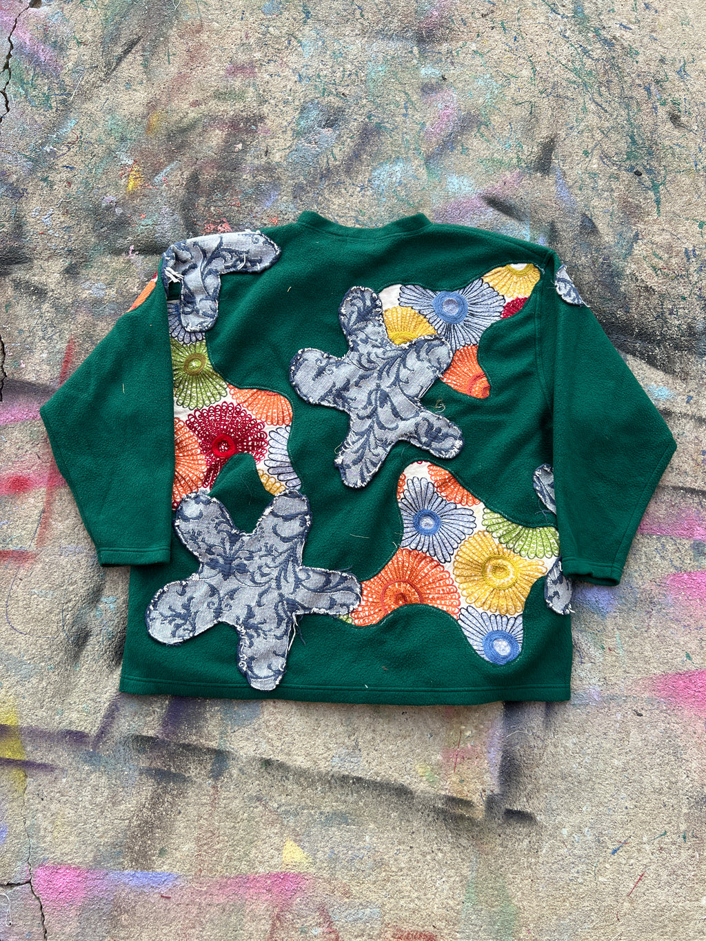 Starstruck Scab Patches Crewneck (Forest Green/Multicolor/Blue)- XL